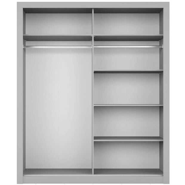 Lenart Dulap din pal, cu 2 usi glisante si oglinda Arti 03 Gri Mat, l180xA60xH215 cm