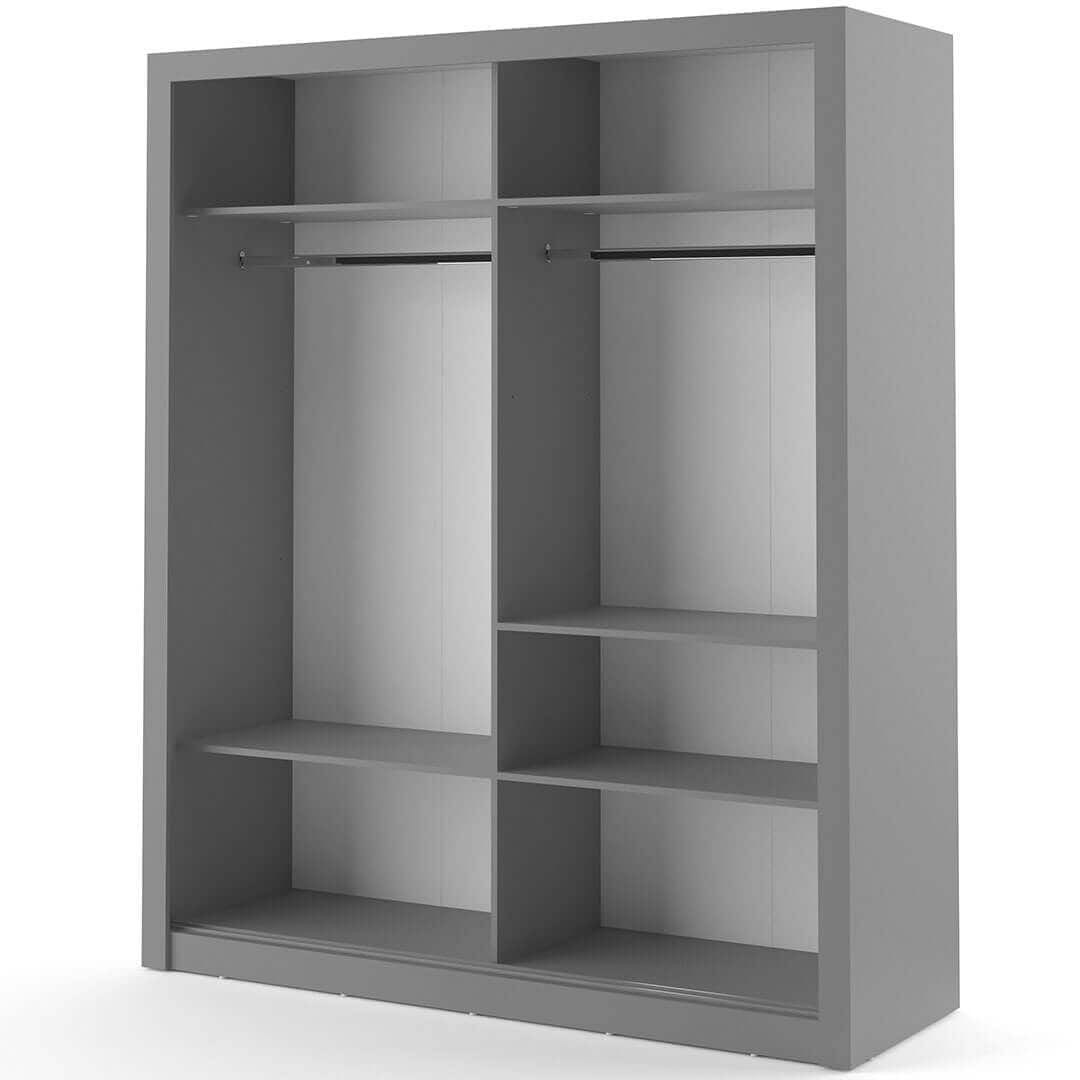 Lenart Dulap din pal, cu 2 usi glisante si oglinda Arti 03 Gri Mat, l180xA60xH215 cm