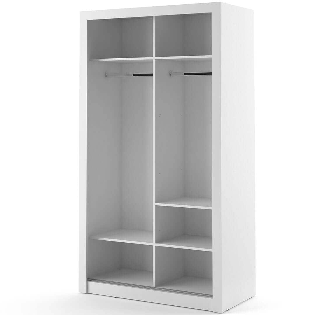 Lenart Dulap din pal, cu 2 usi glisante si oglinda Arti 06 Alb Mat, l120xA60xH215 cm