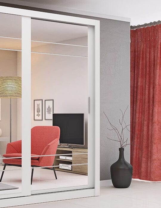 Lenart Dulap din pal, cu 2 usi glisante si oglinda Arti 08 Alb Mat, l203xA60xH215 cm