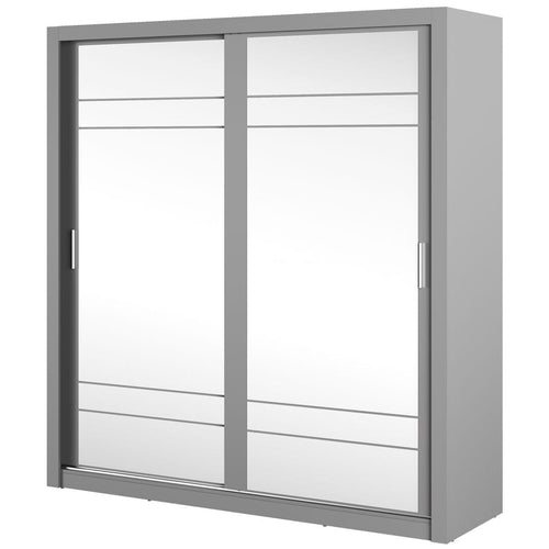 Lenart Dulap din pal, cu 2 usi glisante si oglinda Arti 08 Gri Mat, l203xA60xH215 cm