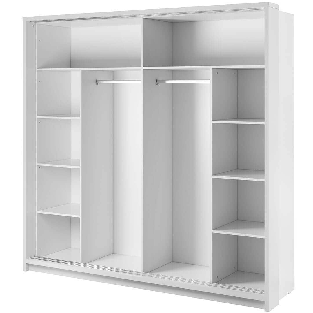 Lenart Dulap din pal, cu 2 usi glisante si oglinda Arti 14 Alb Mat, l220xA63xH215 cm