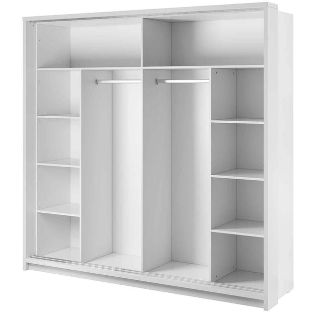 Lenart Dulap din pal, cu 2 usi glisante si oglinda Arti 14 Alb Mat, l220xA63xH215 cm