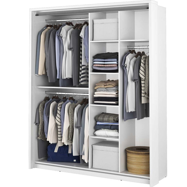 Lenart Dulap din pal, cu 2 usi glisante si oglinda Arti 17 Double Alb Mat, l180xA57xH218 cm