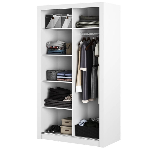 Dulap din pal, cu 2 usi glisante si oglinda Arti 19 Double Alb Mat, l120xA60xH215 cm (4)