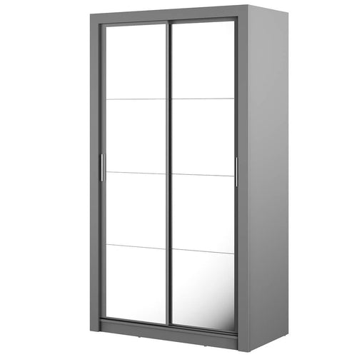 Lenart Dulap din pal, cu 2 usi glisante si oglinda Arti 19 Double Gri Mat, l120xA60xH215 cm