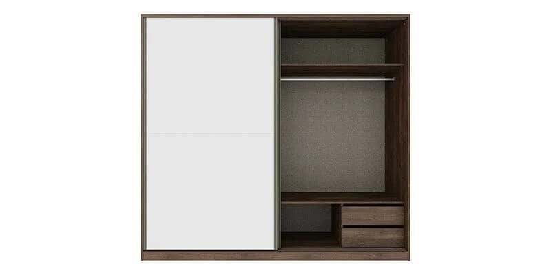 Dogtas Dulap din pal cu 2 usi glisante si oglinda Clara Nuc, l240,2xA65,9xH220,1 cm