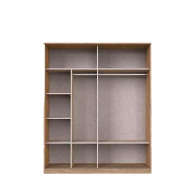 Dogtas Dulap din pal cu 2 usi glisante si oglinda, Frame Natural, l179xA67,3xH217,9 cm