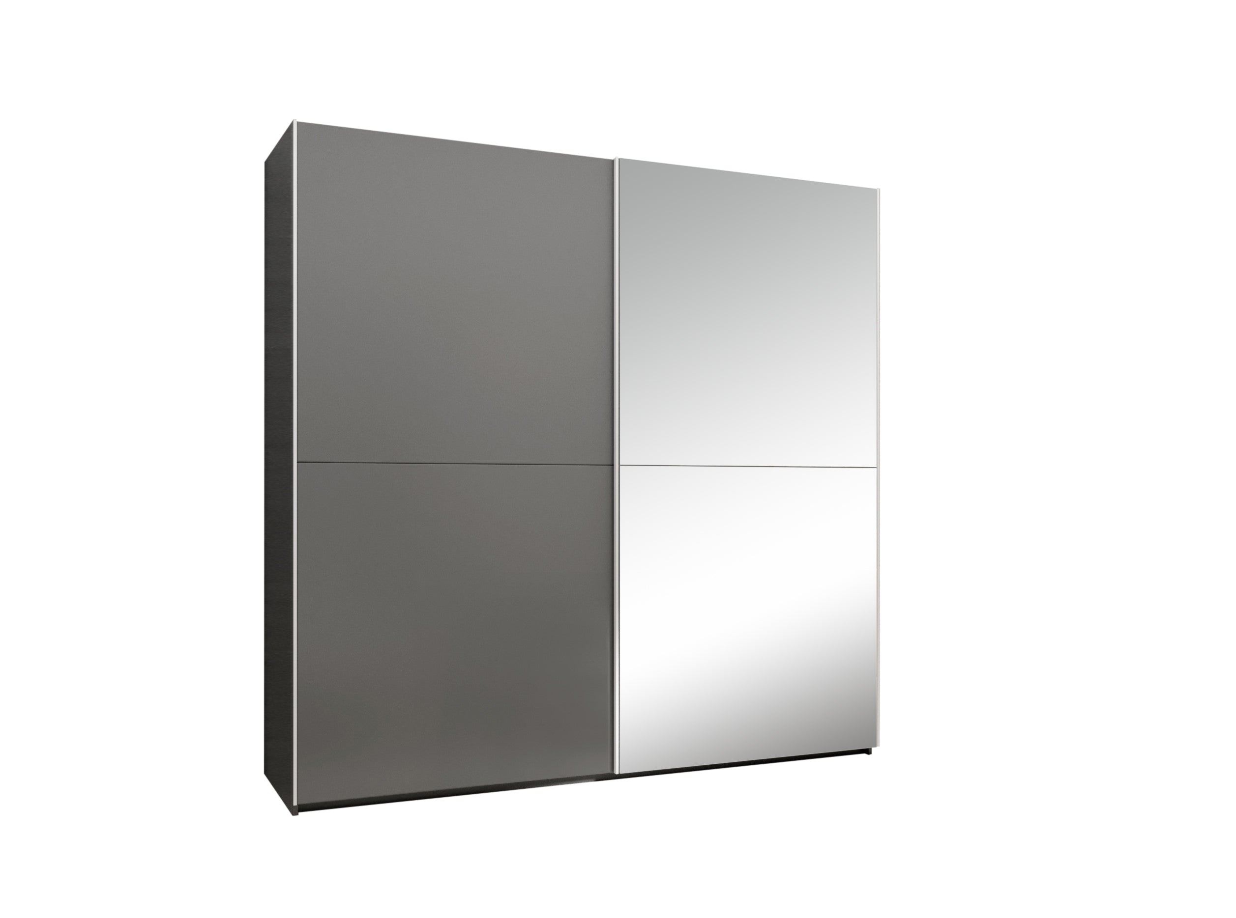 Pol-Power Dulap din pal cu 2 usi glisante si oglinda, Jaro Grafit, l225xA59xH215 cm