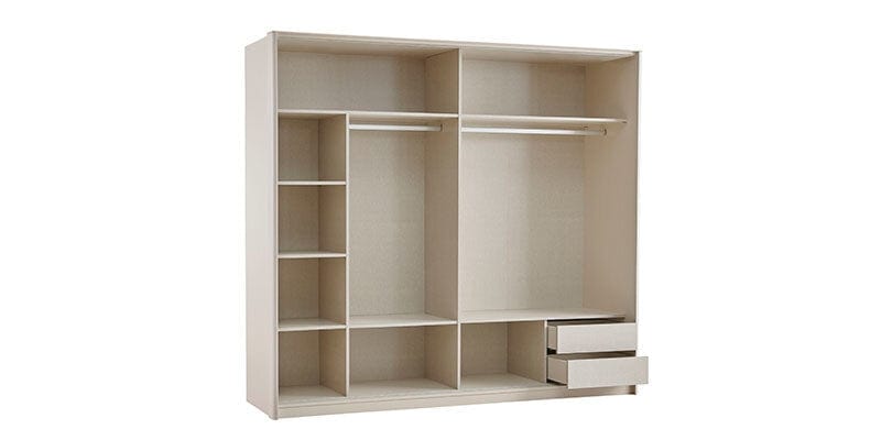 Dogtas Dulap din pal cu 2 usi glisante si oglinda, Nicole Large Crem, l243xA69,1xH219,7 cm