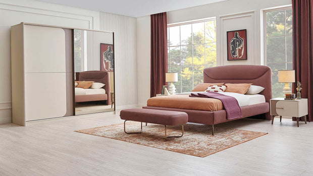 Dogtas Dulap din pal cu 2 usi glisante si oglinda, Nicole Small Crem, l213xA69,1xH219,7 cm