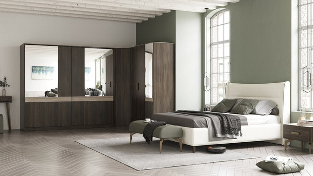 Dogtas Dulap din pal cu 2 usi glisante si oglinda, Piero Medium Nuc, l210,2xA67,4xH218,7 cm