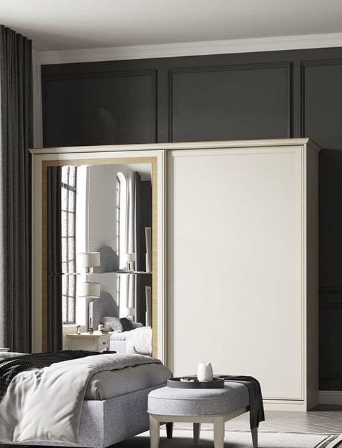 Dogtas Dulap din pal cu 2 usi glisante si oglinda, Toscana Moonstone Ivoir, l245,8xA69,9xH222 cm