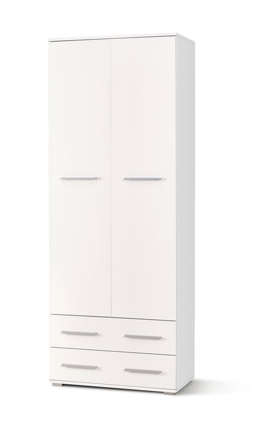 Dulap din pal cu 2 usi si 2 sertare Liamis REG-2 Alb, l77xA40xH200 cm