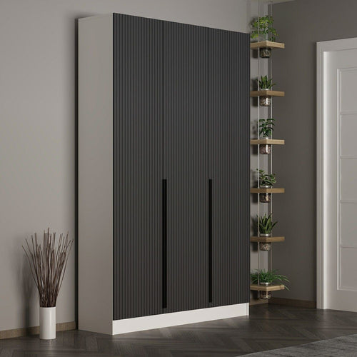 Dulap din pal, cu 3 usi, Noah 8265 Antracit, l135xA35xH210 cm