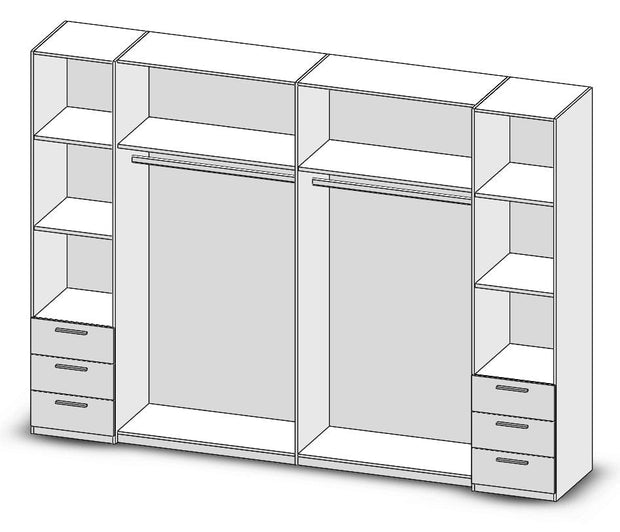 Pol-Power Dulap din pal cu 4 usi, 6 sertare si oglinda, Stuart Stejar deschis / Alb, l276xA58xH230 cm
