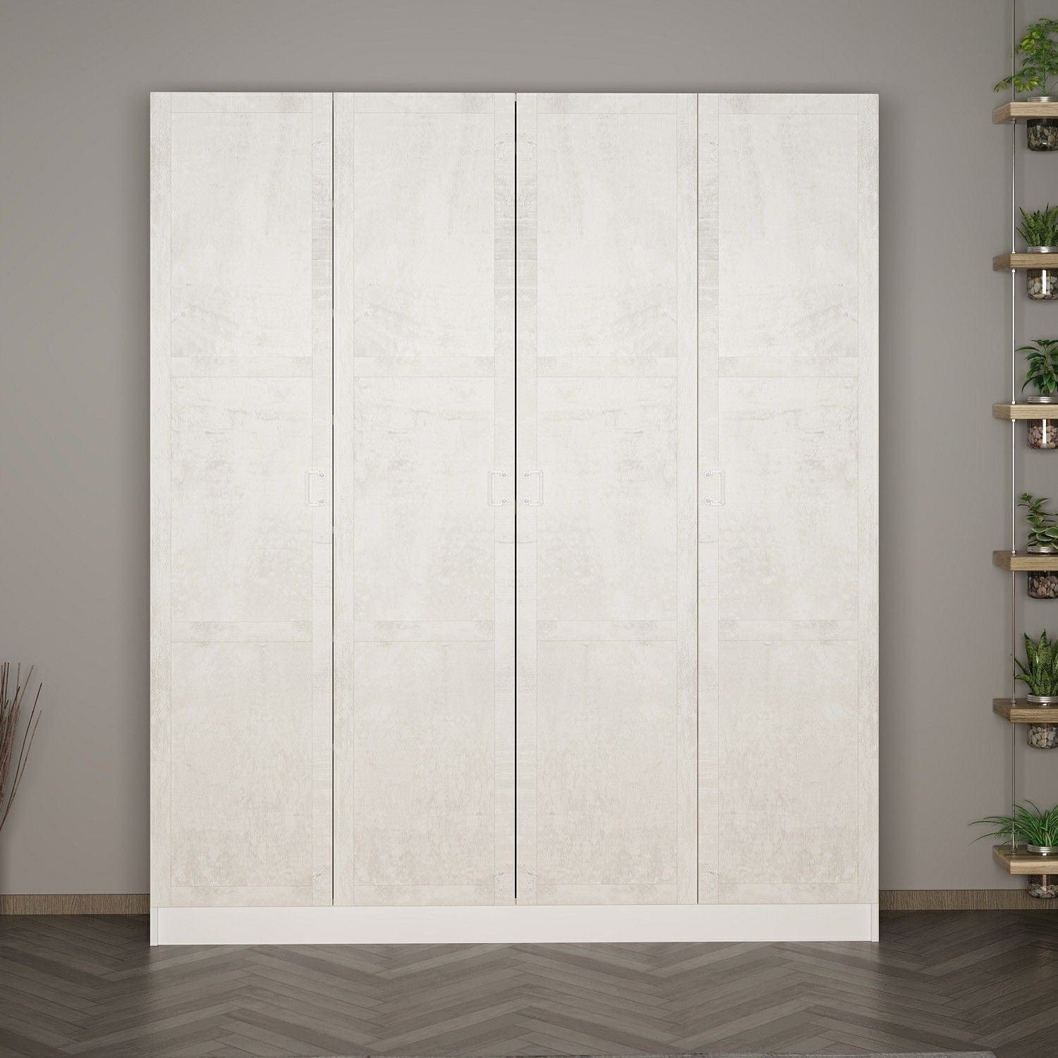 Dulap din pal, cu 4 usi, Noah 8233 Alb, l180xA35xH210 cm (1)