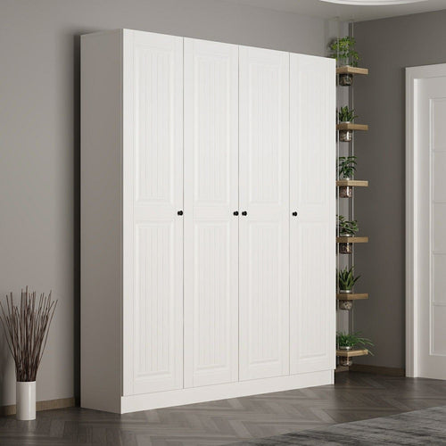 Dulap din pal, cu 4 usi, Noah 8244 Alb, l180xA35xH210 cm