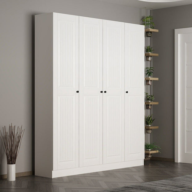 Dulap din pal, cu 4 usi, Noah 8244 Alb, l180xA35xH210 cm