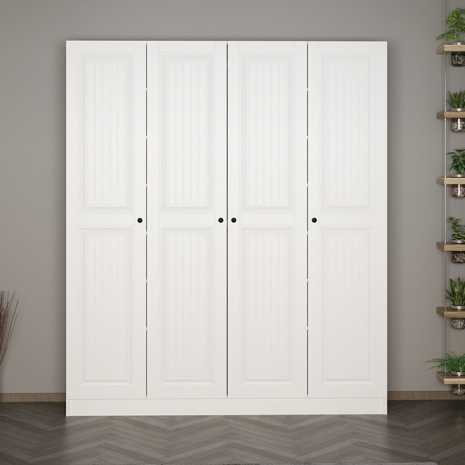 Asir Dulap din pal, cu 4 usi, Noah 8244 Alb, l180xA35xH210 cm