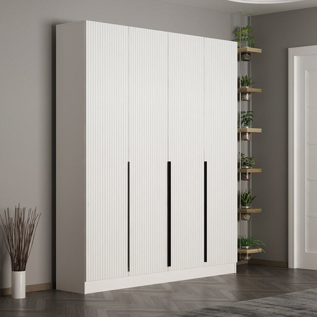 Asir Dulap din pal, cu 4 usi, Noah 8255 Alb, l180xA35xH210 cm