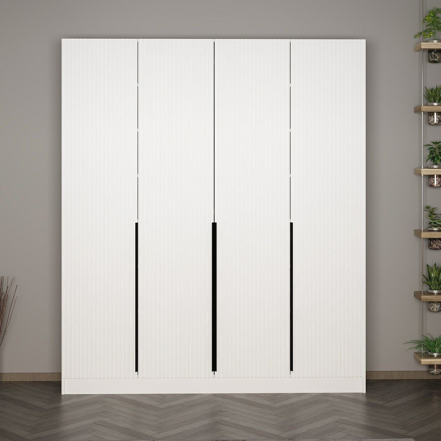 Asir Dulap din pal, cu 4 usi, Noah 8255 Alb, l180xA35xH210 cm