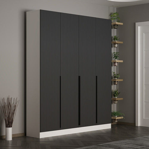 Dulap din pal, cu 4 usi, Noah 8266 Antracit, l180xA35xH210 cm