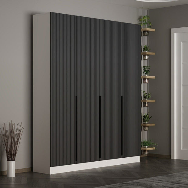 Dulap din pal, cu 4 usi, Noah 8266 Antracit, l180xA35xH210 cm