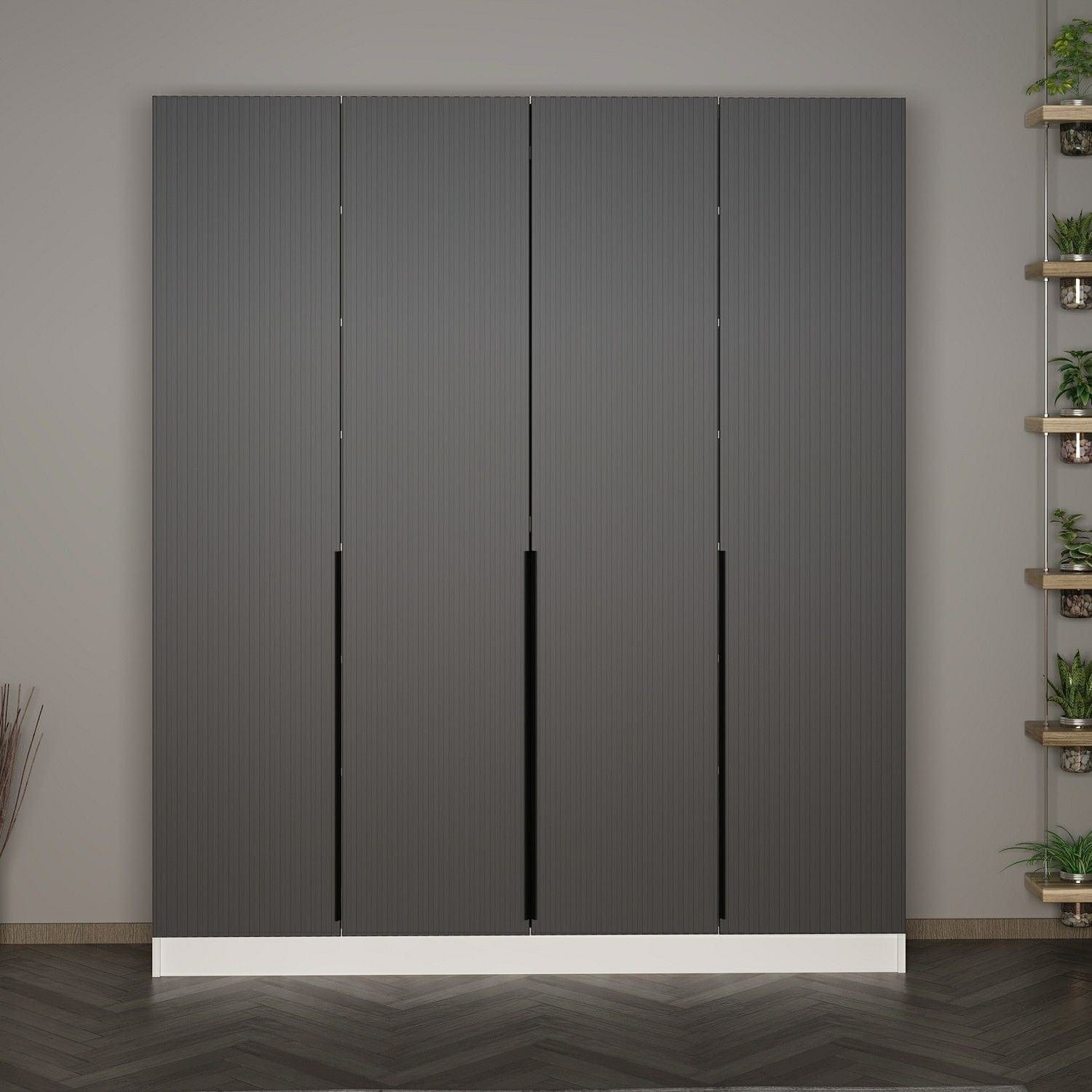 Asir Dulap din pal, cu 4 usi, Noah 8266 Antracit, l180xA35xH210 cm