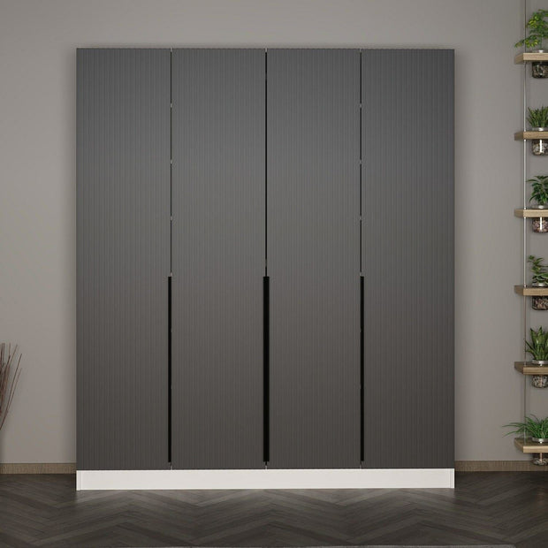 Asir Dulap din pal, cu 4 usi, Noah 8266 Antracit, l180xA35xH210 cm