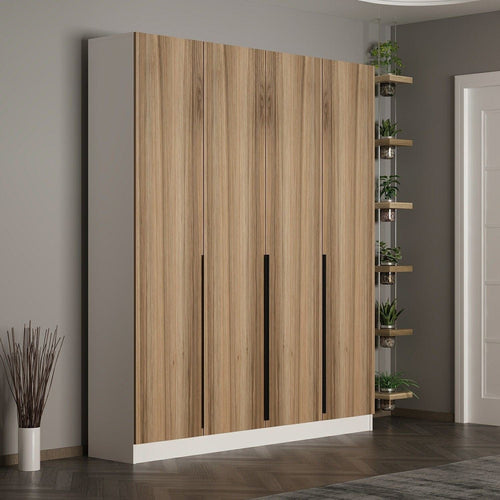 Asir Dulap din pal, cu 4 usi, Noah 8277 Nuc, l180xA35xH210 cm