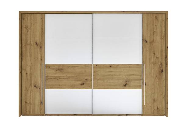 Pol-Power Dulap din pal cu 4 usi, San Maryn Stejar / Alb, l276xA60,3xH230 cm