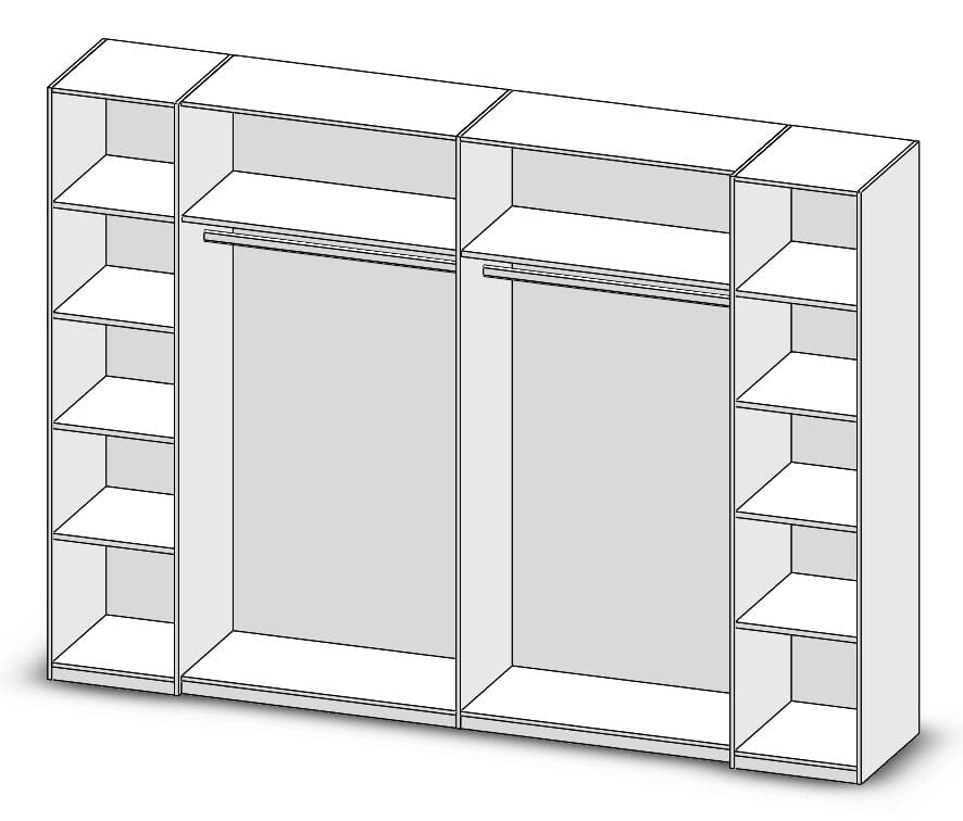 Pol-Power Dulap din pal cu 4 usi, San Maryn Stejar / Alb, l276xA60,3xH230 cm