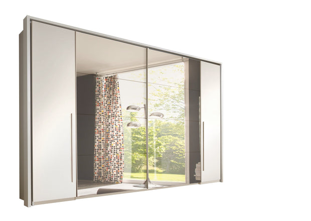 Pol-Power Dulap din pal cu 4 usi si oglinda, Matthew Large Alb, l321xA61xH230 cm