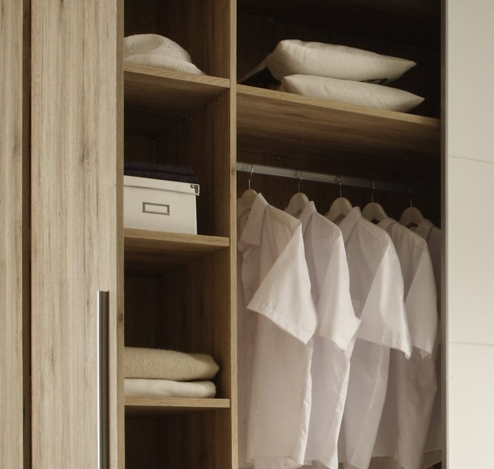 Pol-Power Dulap din pal cu 4 usi si oglinda, Matthew Stejar San Remo, l270xA61xH225 cm