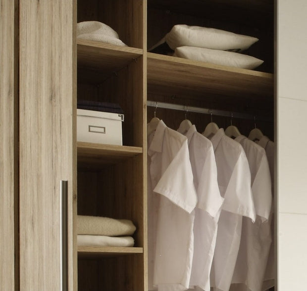 Pol-Power Dulap din pal cu 4 usi si oglinda, Matthew Stejar San Remo, l270xA61xH225 cm