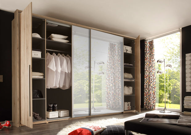 Pol-Power Dulap din pal cu 4 usi si oglinda, Matthew Stejar San Remo, l276xA61xH230 cm