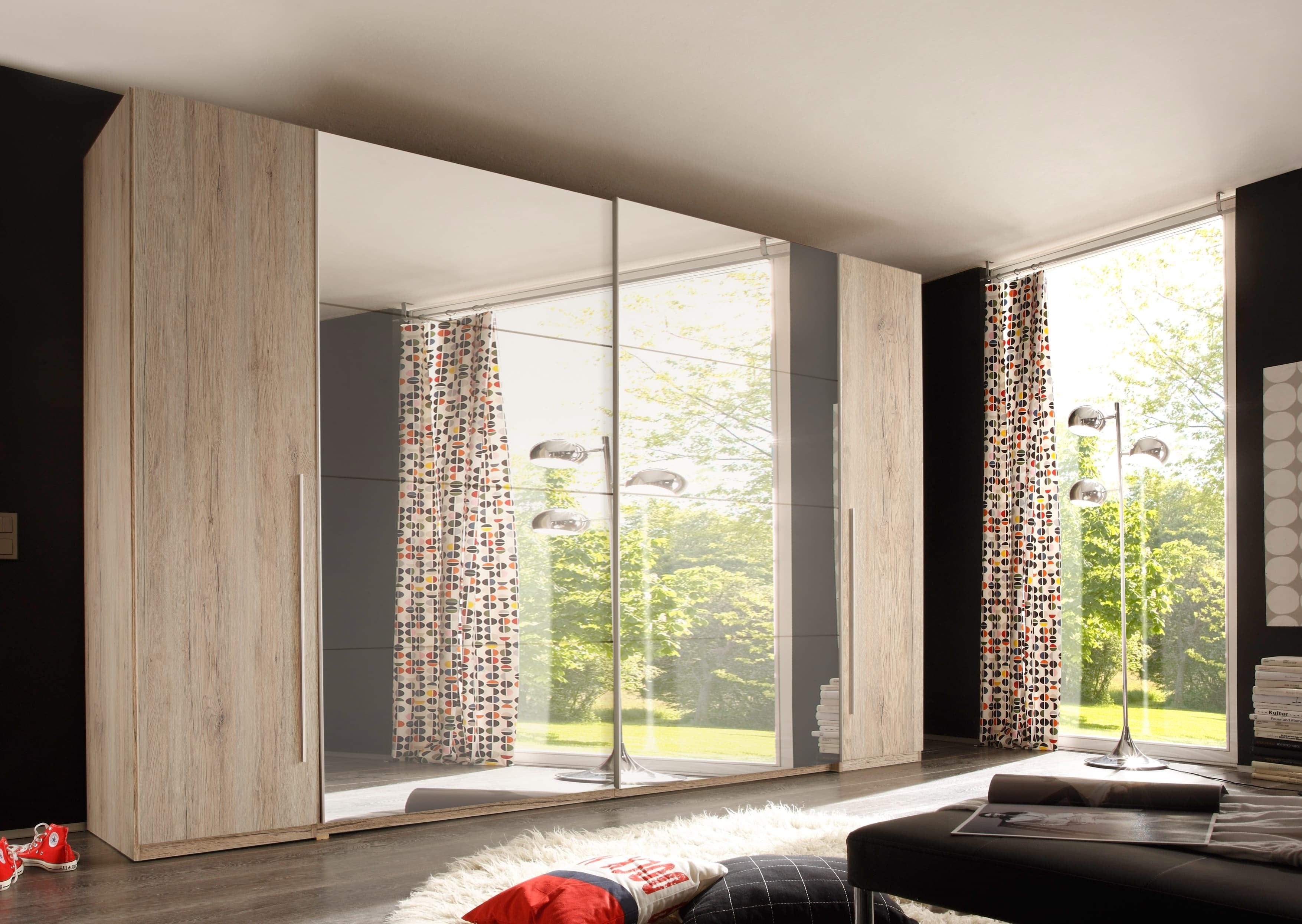 Pol-Power Dulap din pal cu 4 usi si oglinda, Matthew Stejar San Remo, l276xA61xH230 cm