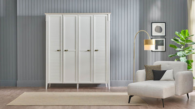 Dogtas Dulap din pal cu 4 usi, Toscana Moonstone Ivoir, l181,4xA60,3xH221,6 cm