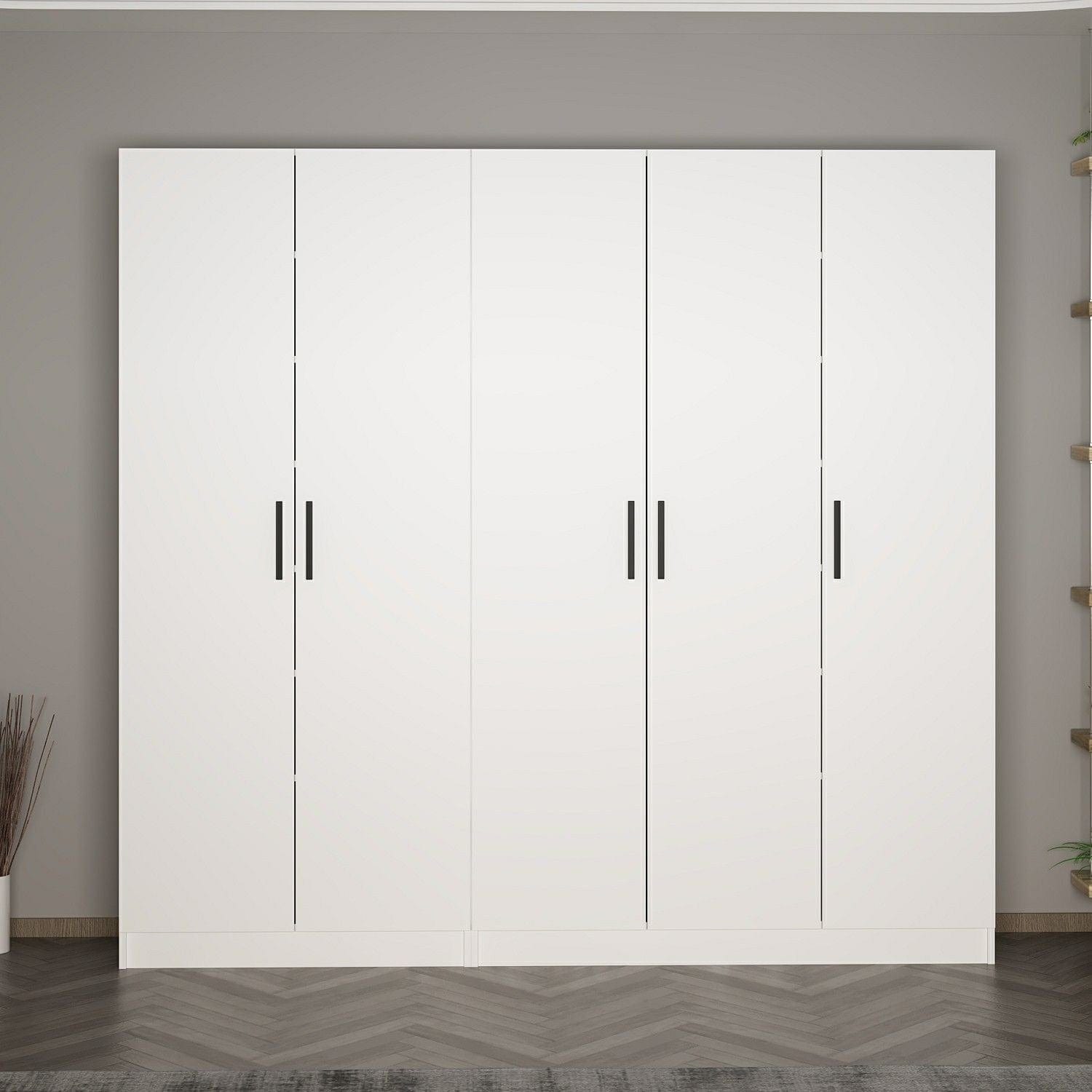 Asir Dulap din pal, cu 5 usi, Noah 8201 Alb, l225xA35xH210 cm