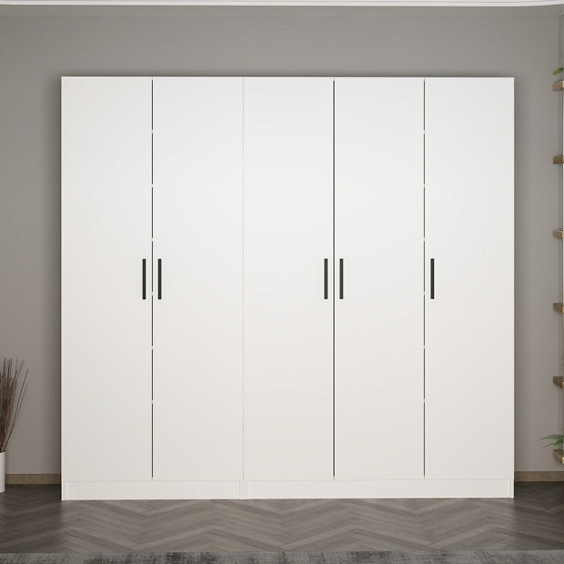 Asir Dulap din pal, cu 5 usi, Noah 8201 Alb, l225xA35xH210 cm