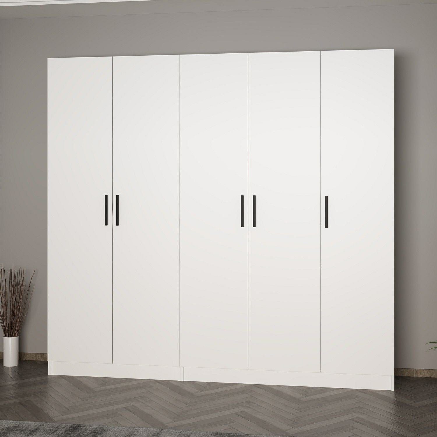 Dulap din pal, cu 5 usi, Noah 8201 Alb, l225xA35xH210 cm (2)