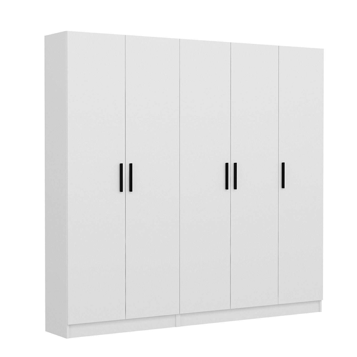 Asir Dulap din pal, cu 5 usi, Noah 8201 Alb, l225xA35xH210 cm