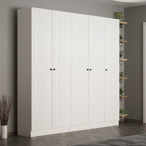 Asir Dulap din pal, cu 5 usi, Noah 8245 Alb, l225xA35xH210 cm