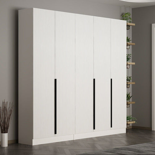 Dulap din pal, cu 5 usi, Noah 8256 Alb, l225xA35xH210 cm