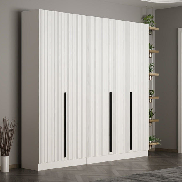 Dulap din pal, cu 5 usi, Noah 8256 Alb, l225xA35xH210 cm