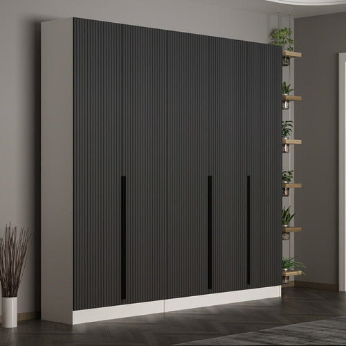 Asir Dulap din pal, cu 5 usi, Noah 8267 Antracit, l225xA35xH210 cm