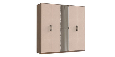 Dogtas Dulap din pal cu 5 usi si oglinda, Nova Cappuccino / Nuc, l223,3xA59,6xH218,4 cm