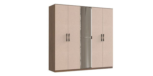 Dogtas Dulap din pal cu 5 usi si oglinda, Nova Cappuccino / Nuc, l223,3xA59,6xH218,4 cm