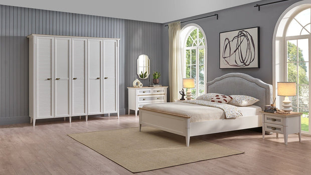 Dogtas Dulap din pal cu 5 usi, Toscana Moonstone Ivoir, l237,5xA63,5xH222,4 cm